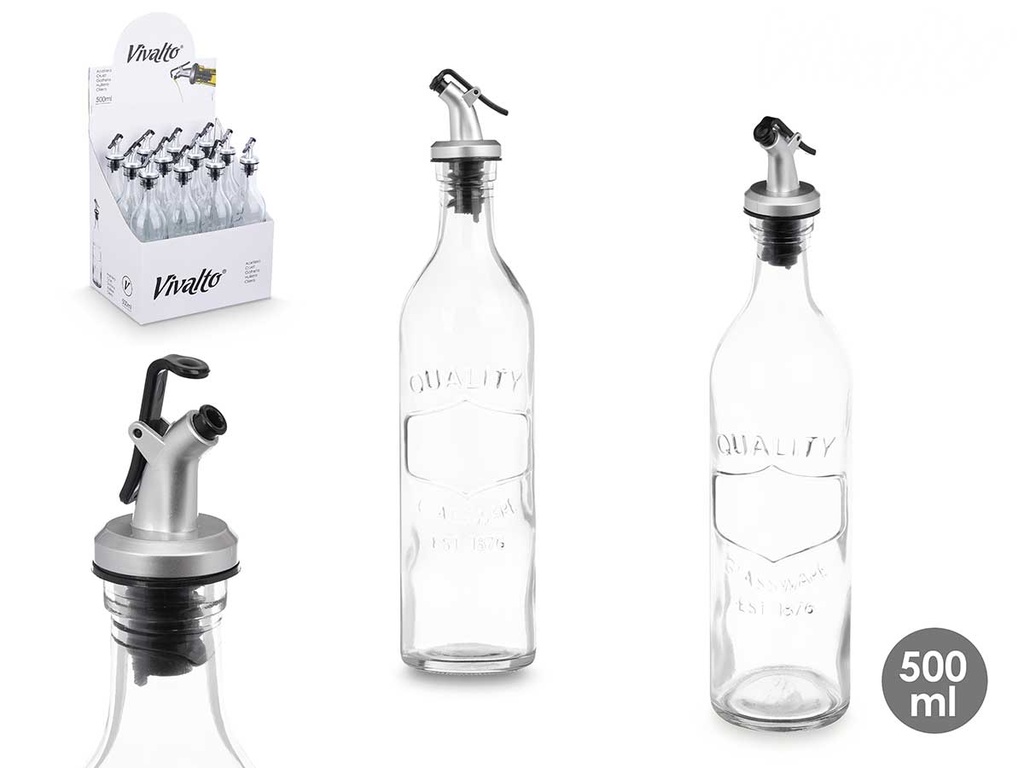 Aceitera redonda 500ml con relieve para un elegante servicio