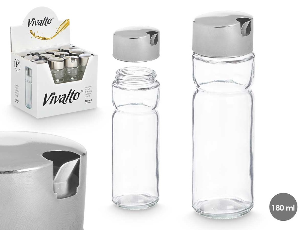 Aceitera vidrio tapa de metal 180ml: Elegancia y funcionalidad