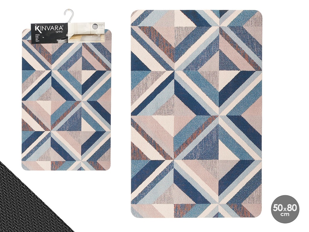 Alfombra cocina triangulos azul, diseño moderno y cómodo 50x80cm