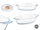 Bandeja borosilicato ovalada con asas, ideal para hornear y servir