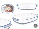 Bandeja borosilicato rectangular con asas, 2000 ml de capacidad