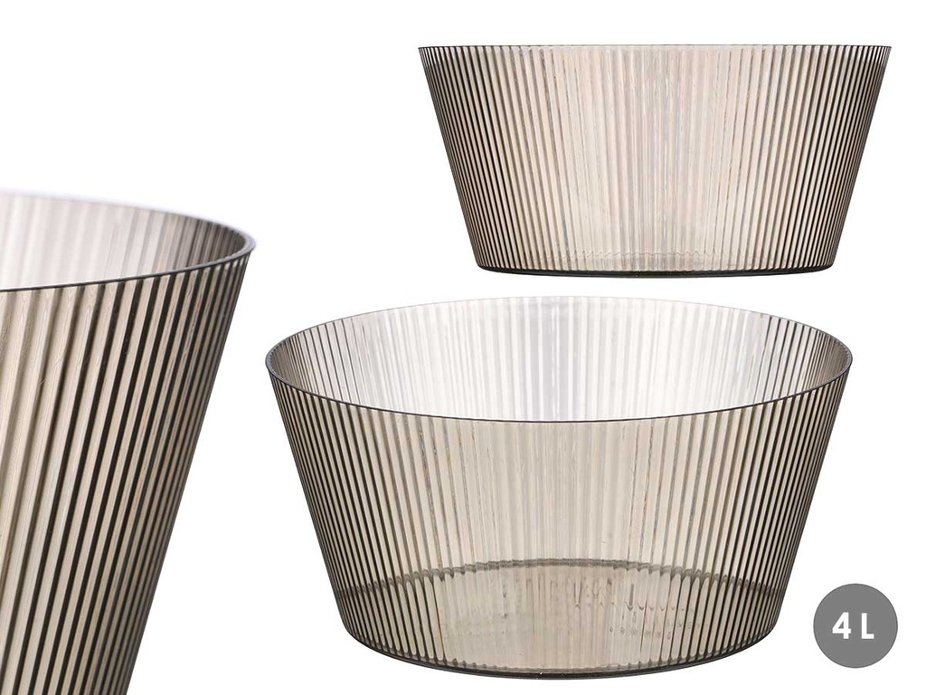 Bol Rayas Gris Grande 4 L: Estilo y Espacio para tu Cocina