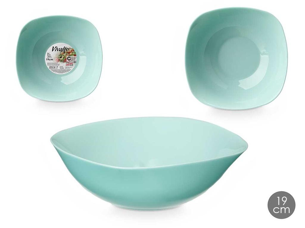 Bol cuadrado opal verde de 19 cm: Elegancia y versatilidad en tu mesa