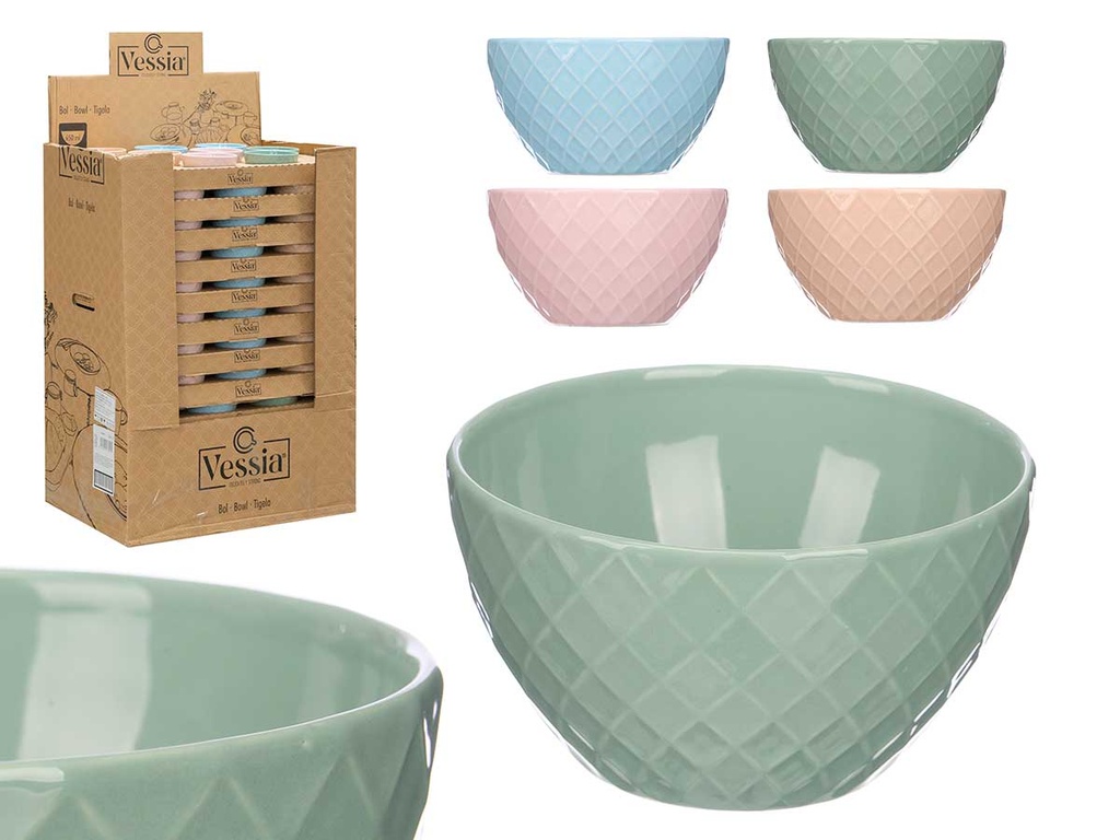 Bol de 13 cm de diámetro en colores pastel, surtido de 4 unidades