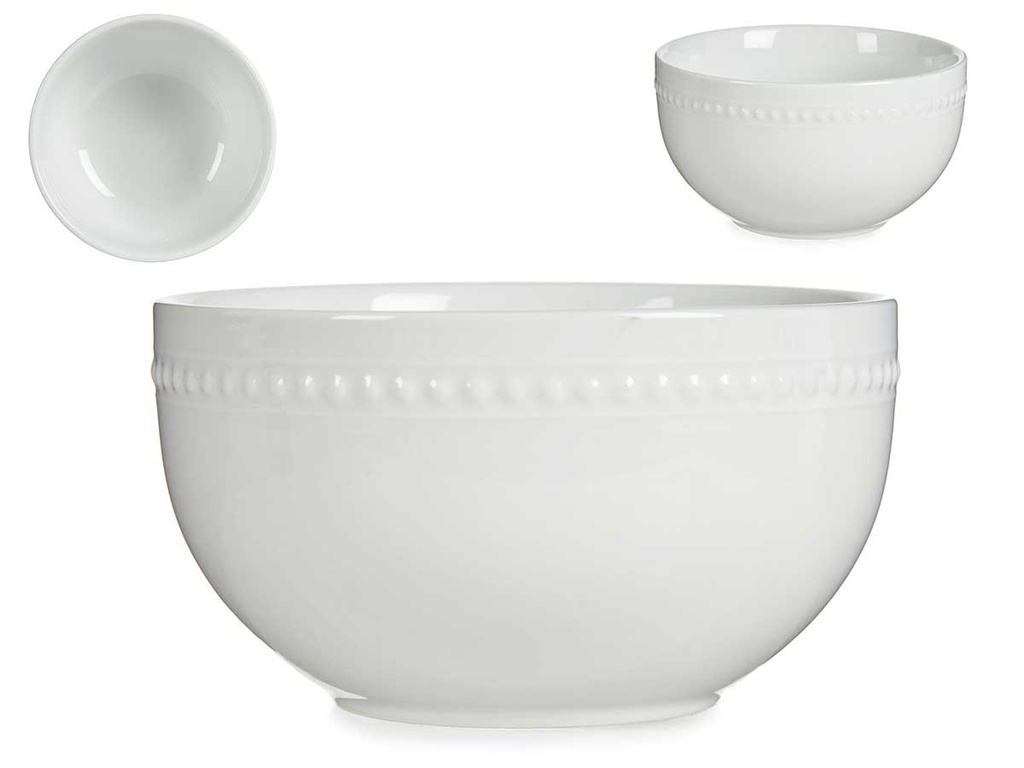 Bol de porcelana redondo con cenefa, ideal para servir y decorar