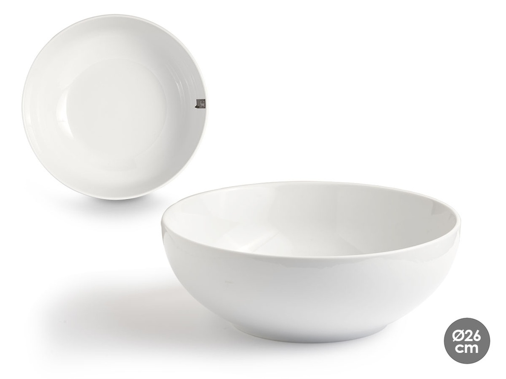 Bol de porcelana redondo de 26 cm, ideal para tus comidas elegantes