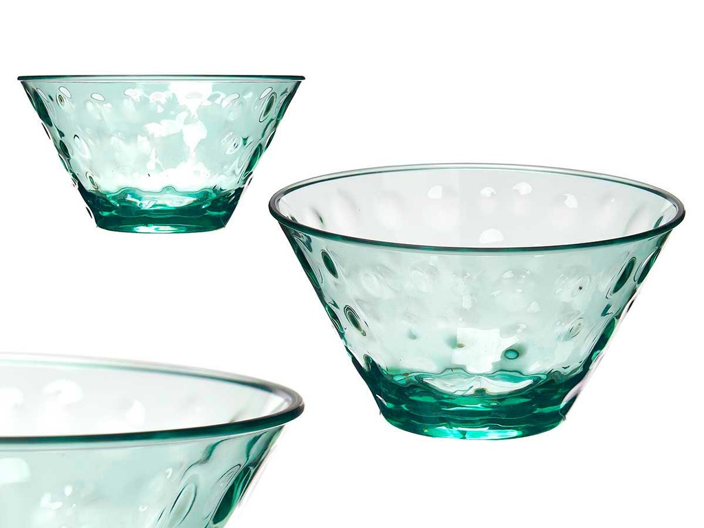 Bol plástico verde de 15 cm con puntos, perfecto para tus fiestas