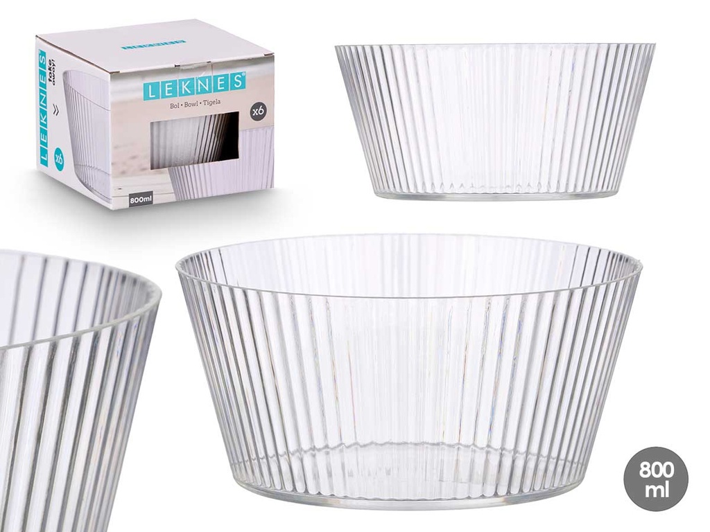 Bol rayas transparente peq 800 ml: diseño elegante y práctico