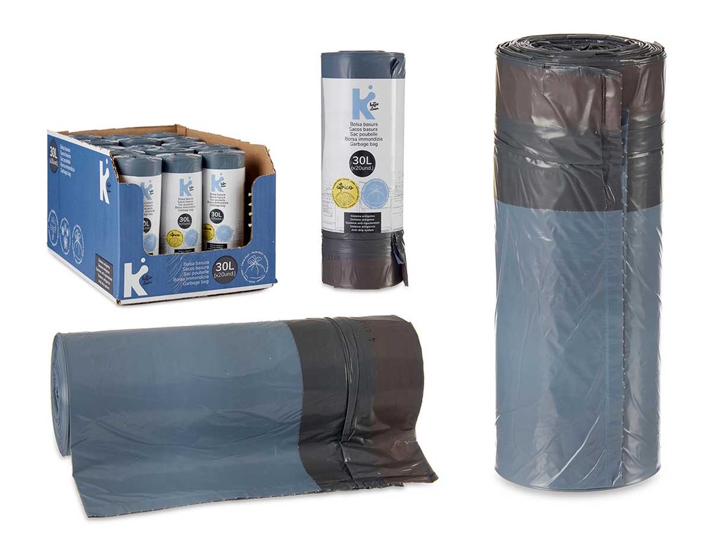 Bolsa basura autocierre perfumada, 30L, 20 uds, ¡sin olores!