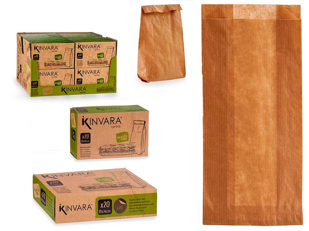 Bolsa papel baguette 20 unidades, ideal para presentación y frescura