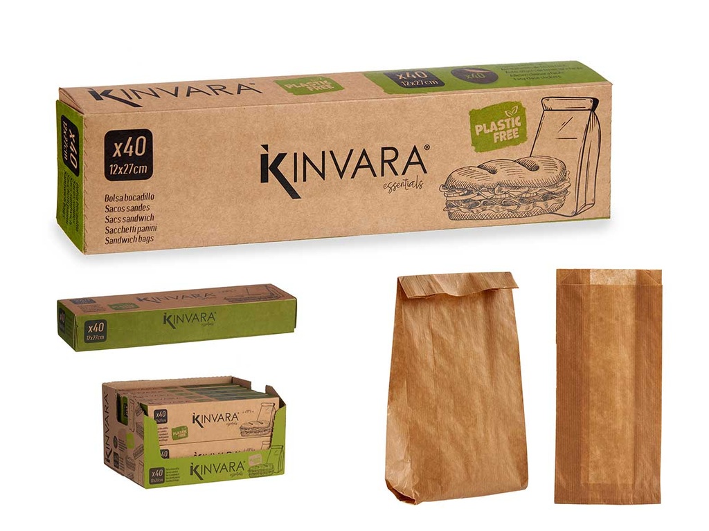 Bolsa papel bocadillo 40uds, ideal para llevar tus snacks y más