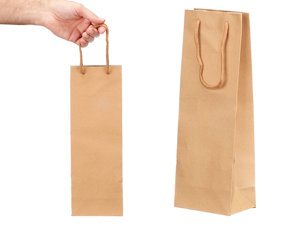 Bolsa vino kraft cuadrada lisa: eco-amigable y elegante para regalos