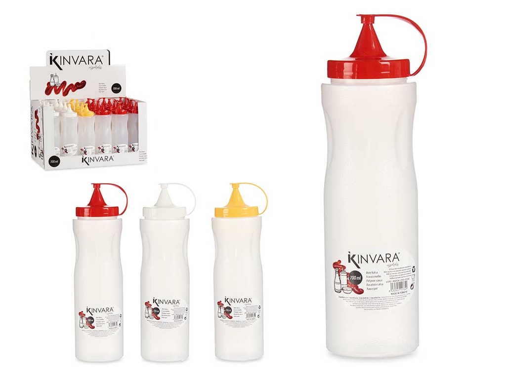 Bote plástico salsas 700ml surtido en 3 colores, ¡práctico y versátil!