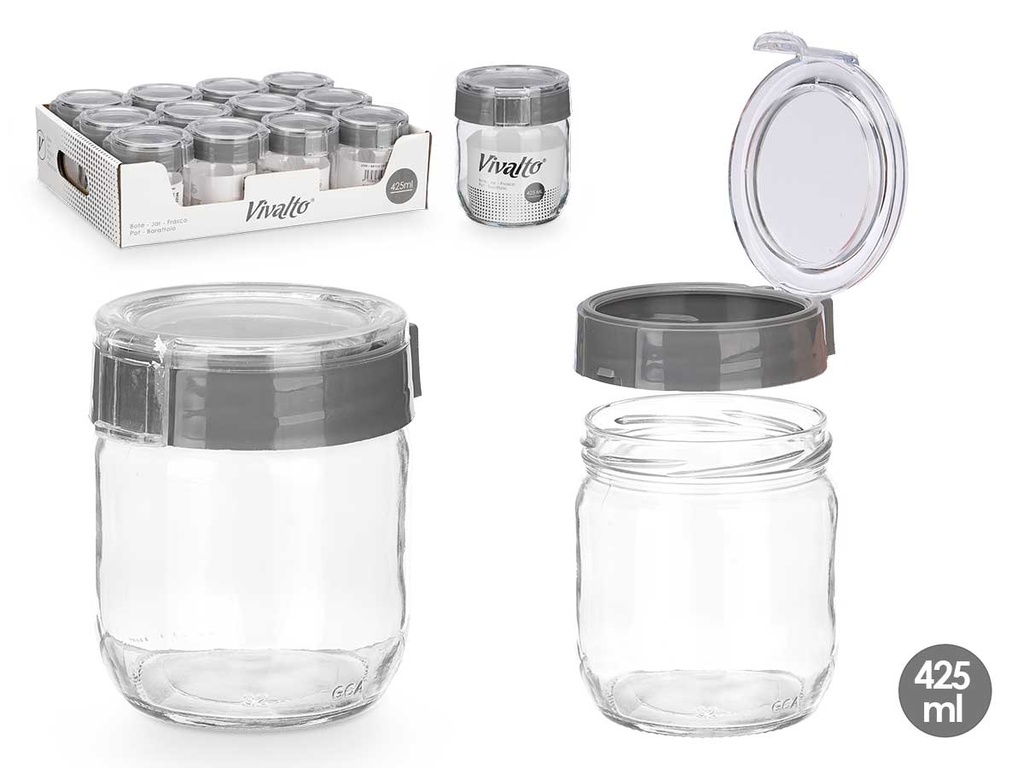 Bote tapa 425ml gris: almacenamiento práctico y elegante para tu hogar