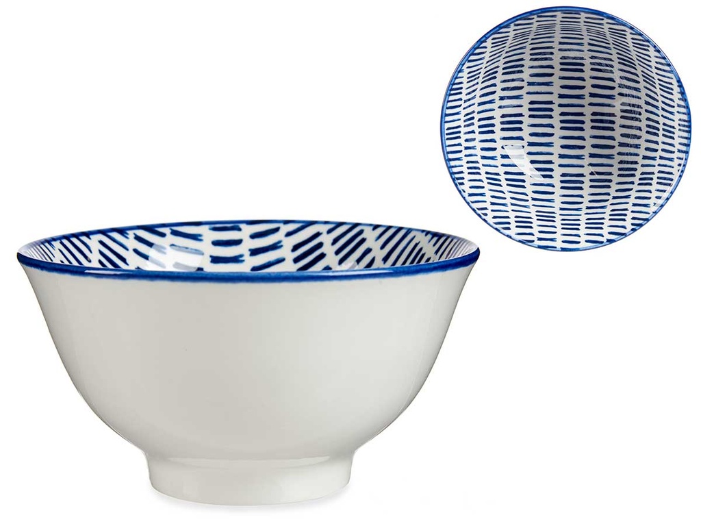 Bowl 16cm dibujado con líneas azules, ideal para tus comidas