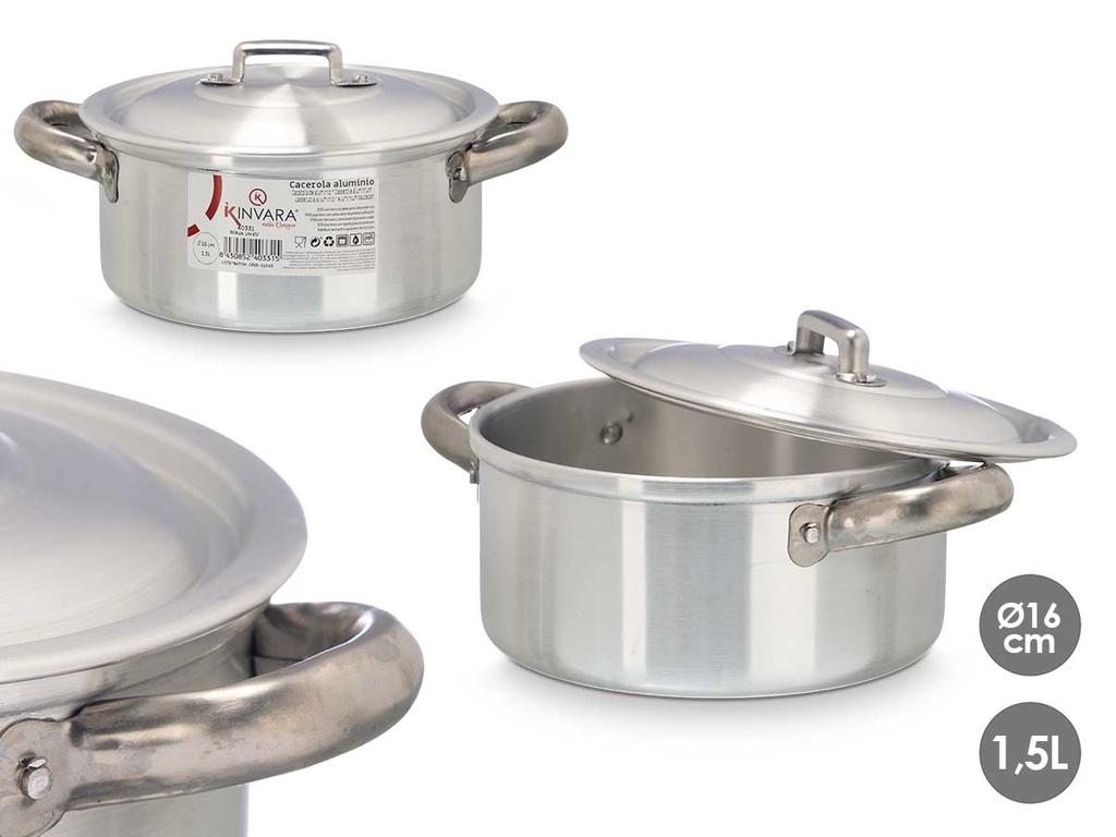 Cacerola aluminio 16 cm: Ligera, duradera y excelente cocción
