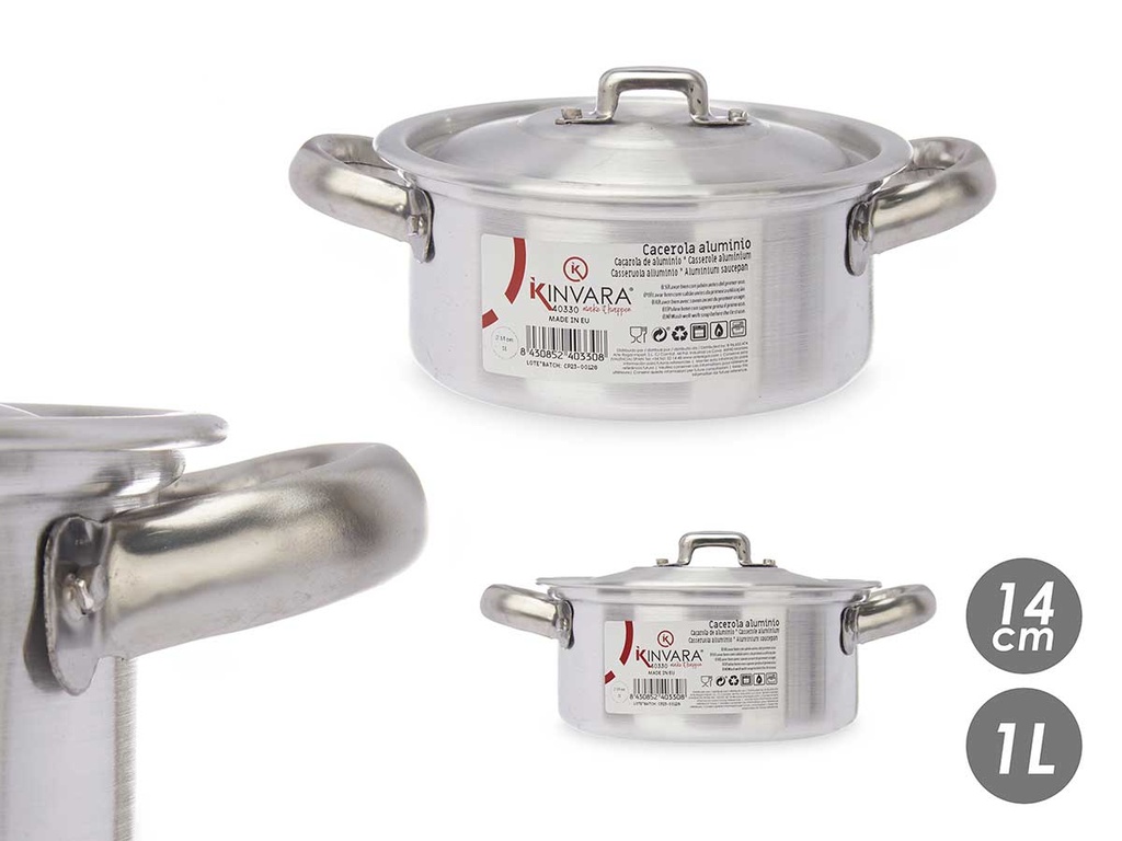 Cacerola de aluminio 14 cm: ligera y perfecta para cocinar 1 l