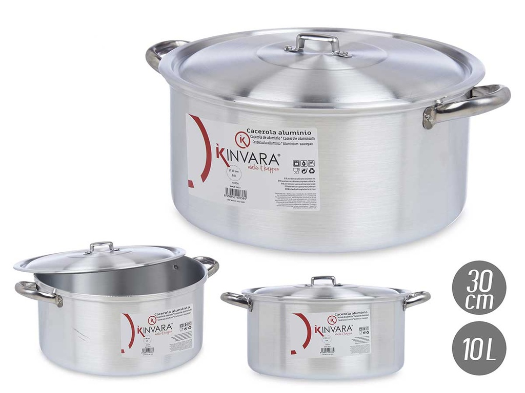 Cacerola de aluminio ligera y resistente para cocinar con 10L