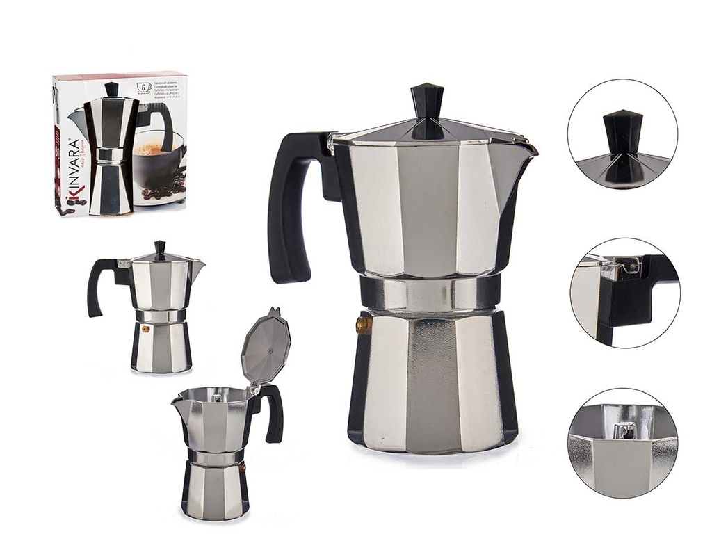 Cafetera de aluminio 6 tazas con asa: perfecta para tu café diario