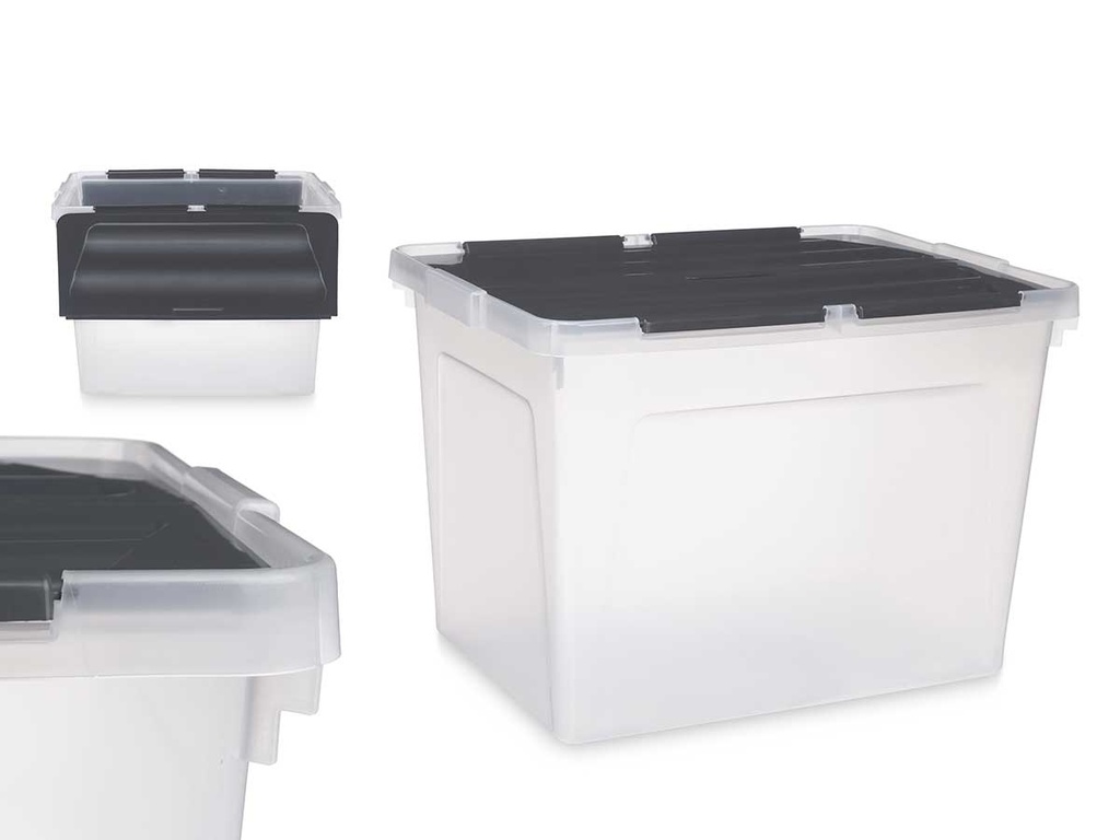 Caja doble tapa abatible 48L antracita: espacio y estilo asegurados