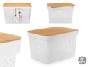 Caja multiusos perforada con tapa de bambú, ideal para organización