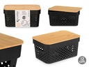 Caja multiusos perforada con tapa de bambú: estilo y organización