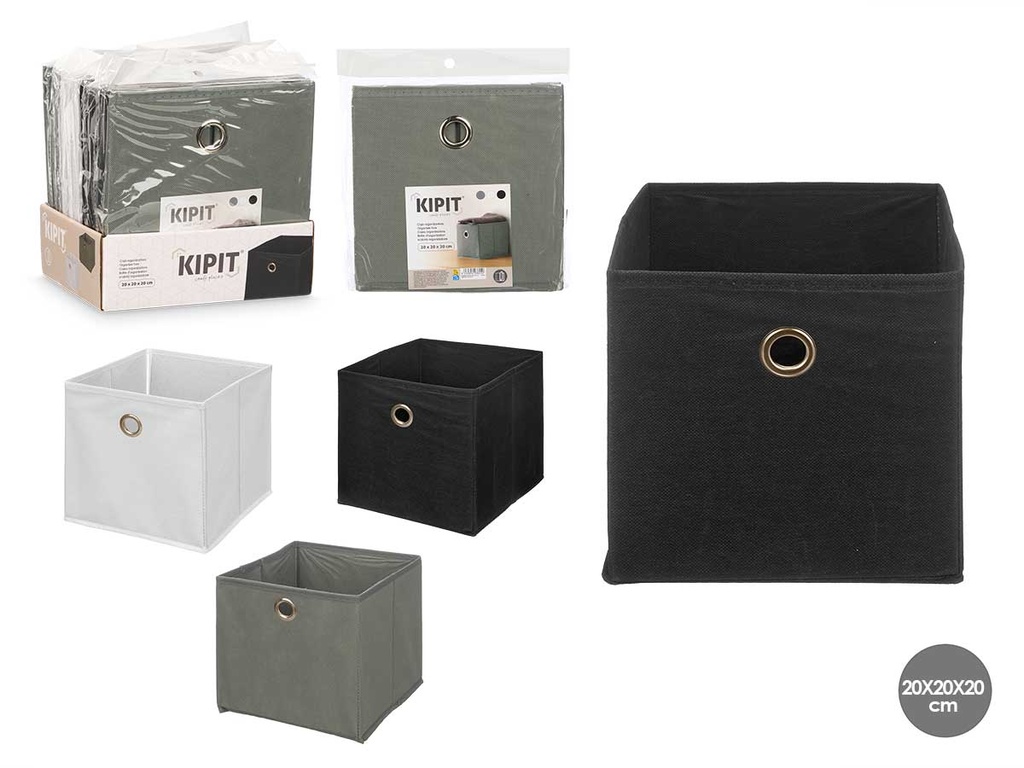 Caja plegable organizadora 20x20x20cm surtido 3 colores neutros