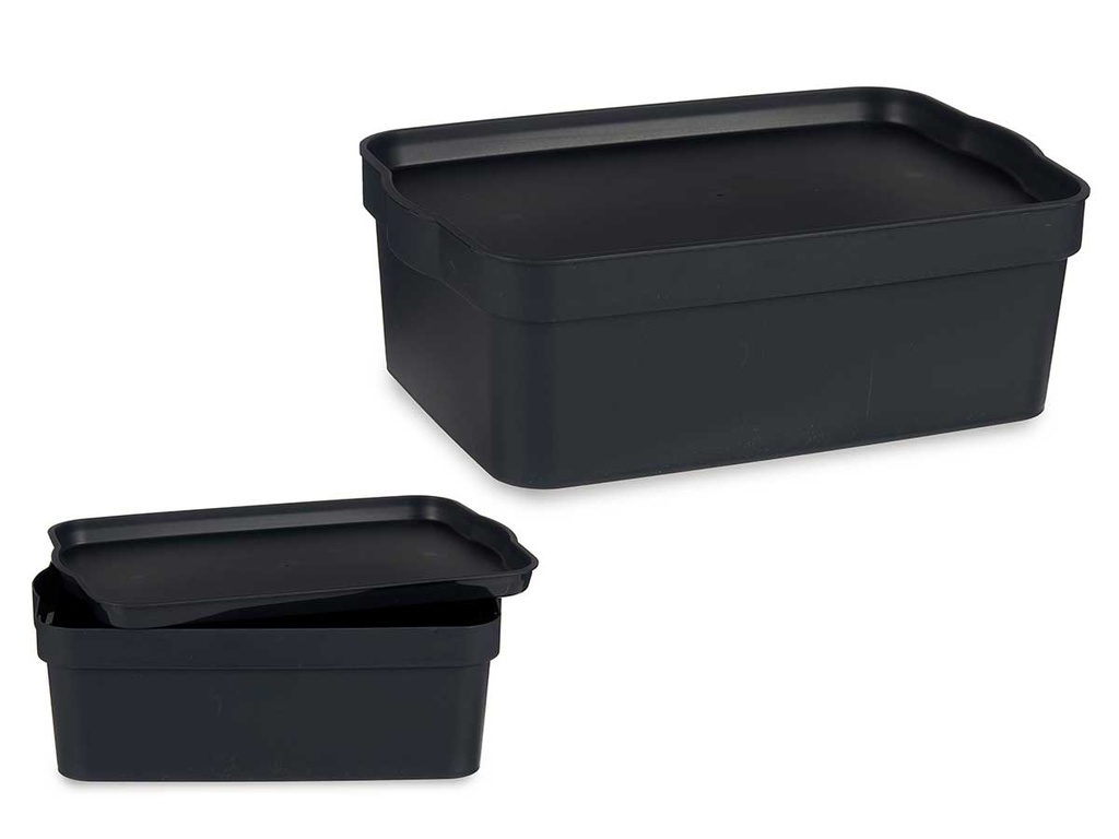 Caja plástica con tapa 6L antracita: Organiza tu espacio fácilmente