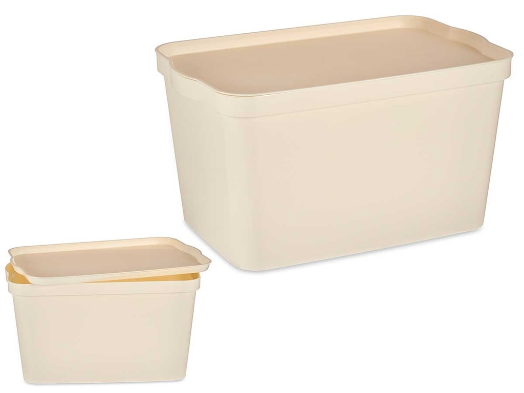 Caja plástico con tapa 24L en crema: Ordena y organiza tu espacio