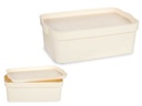 Caja plástico con tapa 6L crema: almacenamiento práctico y elegante