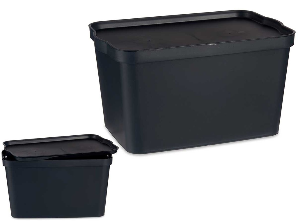 Caja plástico con tapa antracita de 24 litros, ideal para organizar