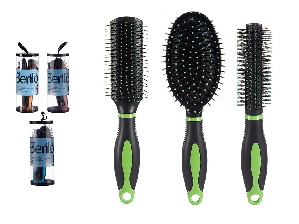 Cepillos cabello surtido en 4 colores: ¡Estilo y versatilidad!