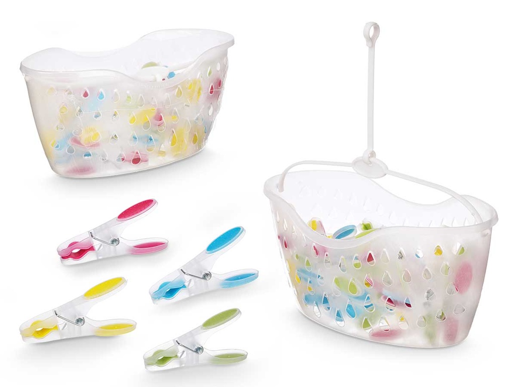Cesta 24 Pinzas de Silicona: Organización Perfecta y Durable