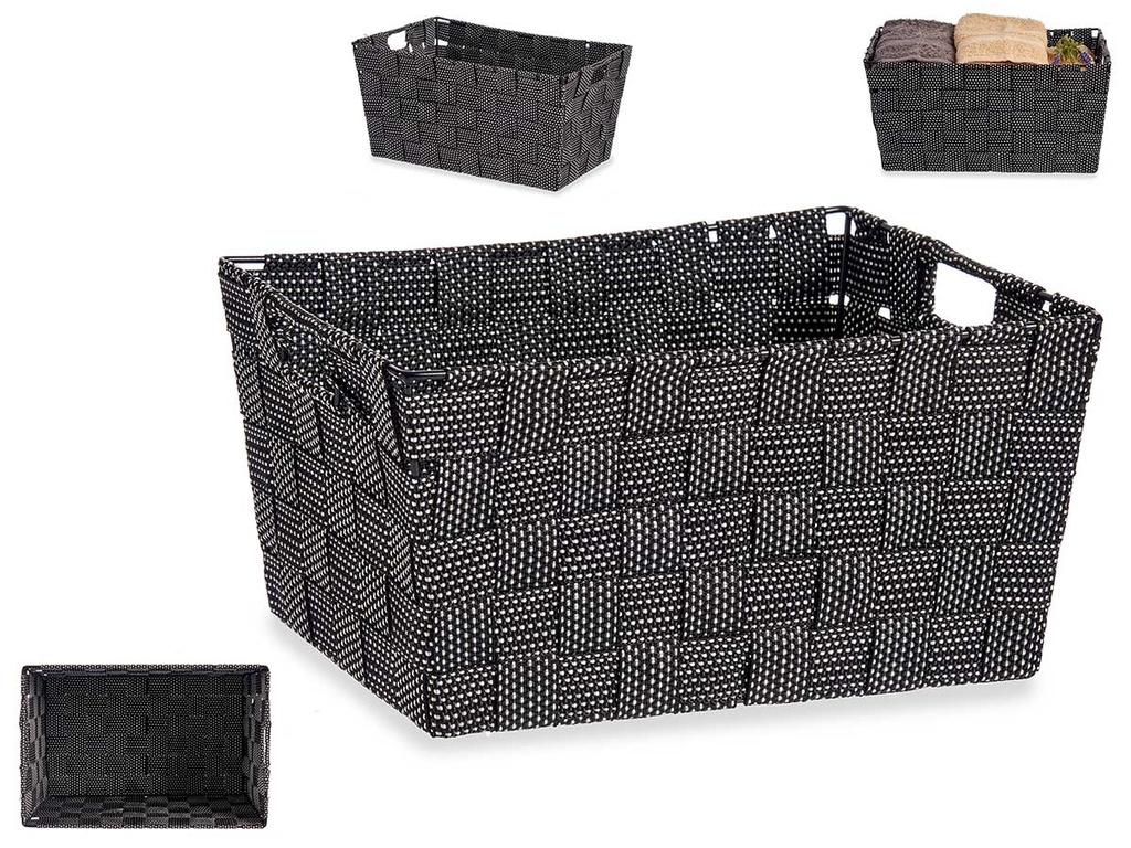 Cesta de Tela Cónica Rectangular con Asas en Negro - Multitud de Usos