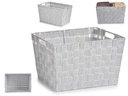 Cesta de tela cónica rectangular blanca con asas, ideal para organizar