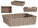 Cesta de tela rectángulo natural para organización decorativa