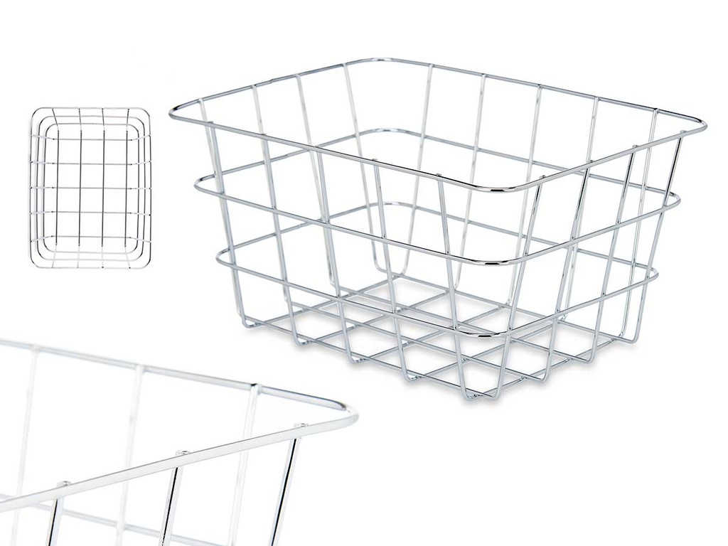 Cesta metal cromada rectangular pequeña: elegante y funcional
