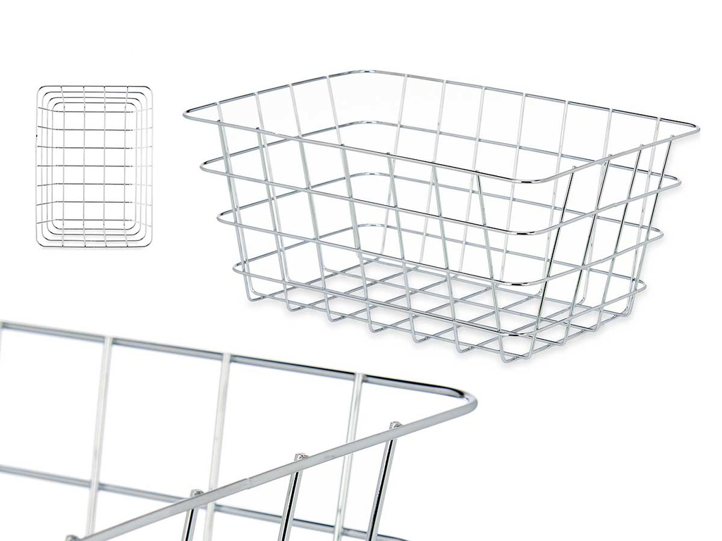 Cesta metal cromada rectangular: elegancia y funcionalidad en tu hogar
