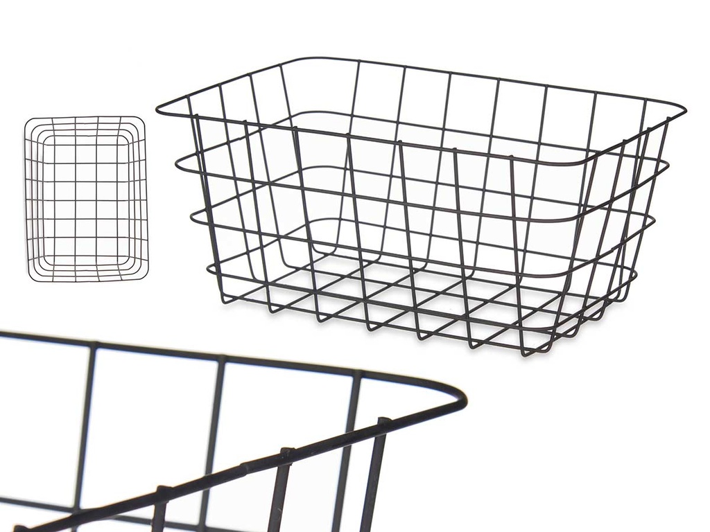 Cesta metal negra rectangular: estilo moderno y funcionalidad
