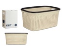 Cesta plástico rattan para ropa 36L crema, ideal para organización