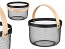Cesta redonda asa negra: elegante almacenamiento para tu hogar