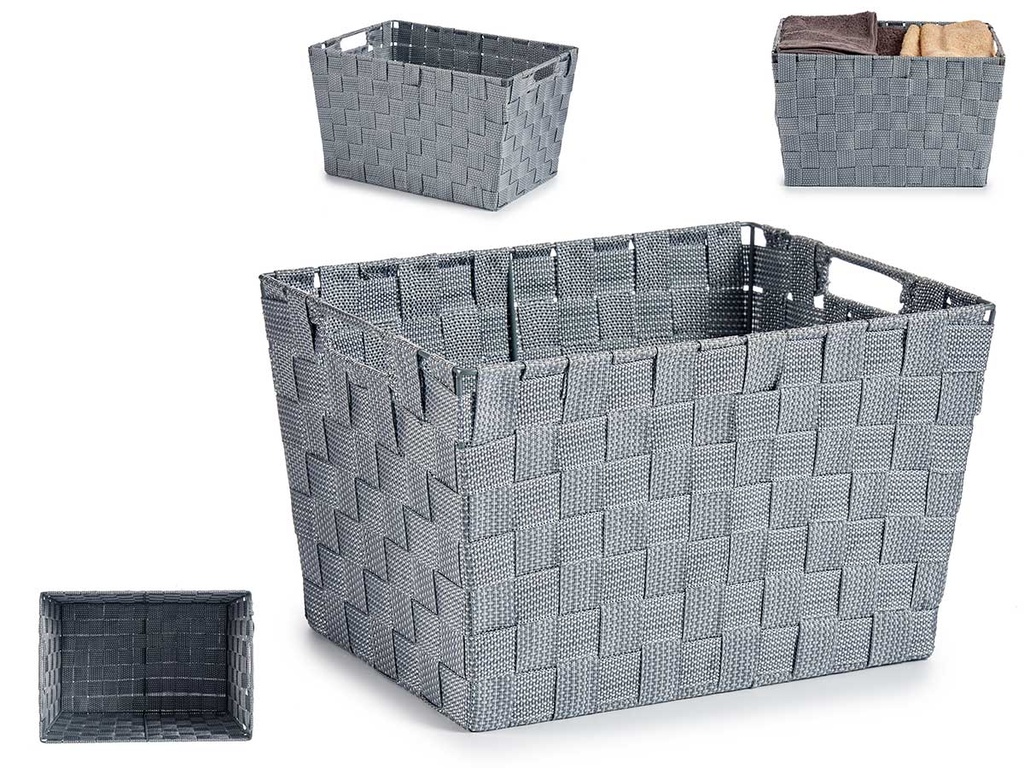 Cesta tela cónica con asas grandes gris, ¡organiza tu hogar!