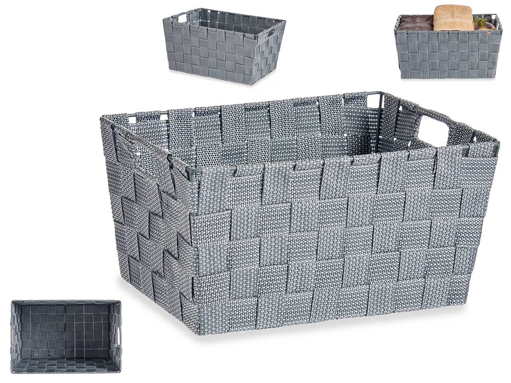 Cesta tela cónica recta con asas: organización estilizada en gris