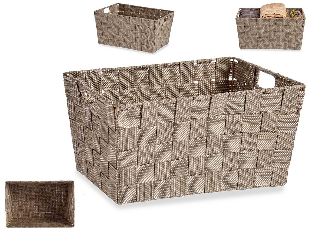 Cesta tela cónica rectangular con asas, elegante y natural