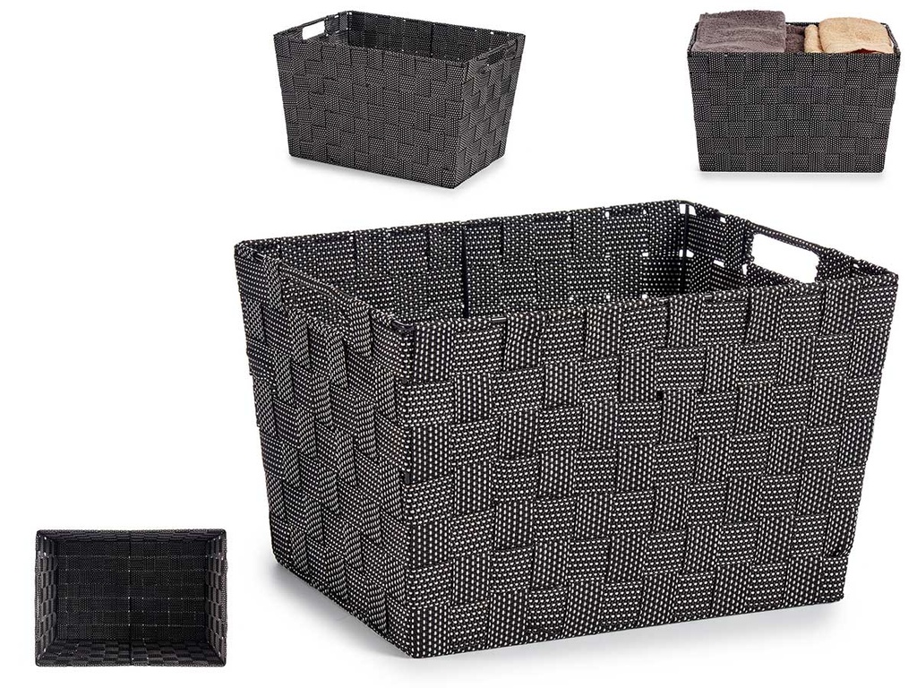 Cesta tela cónica rectángulo grande con asas en color negro premium