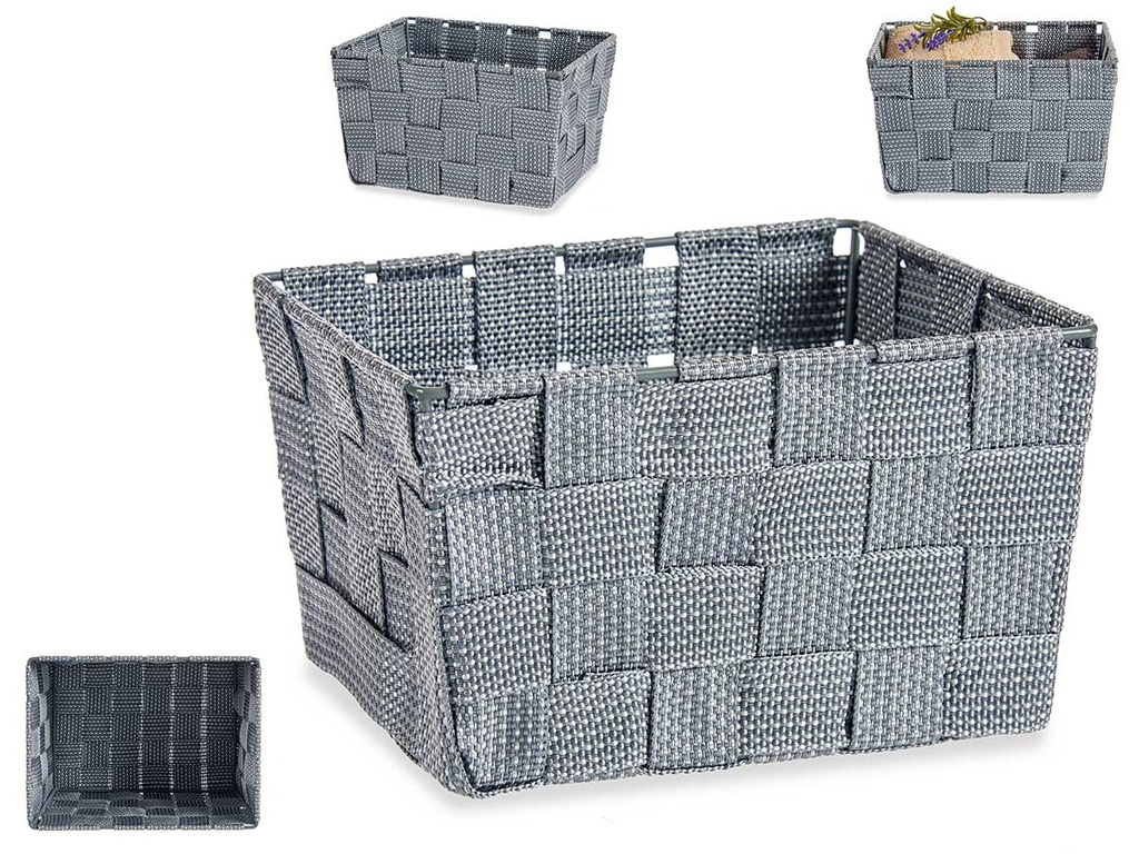 Cesta tela cónica rectángulo pequeña gris: estilo y organización