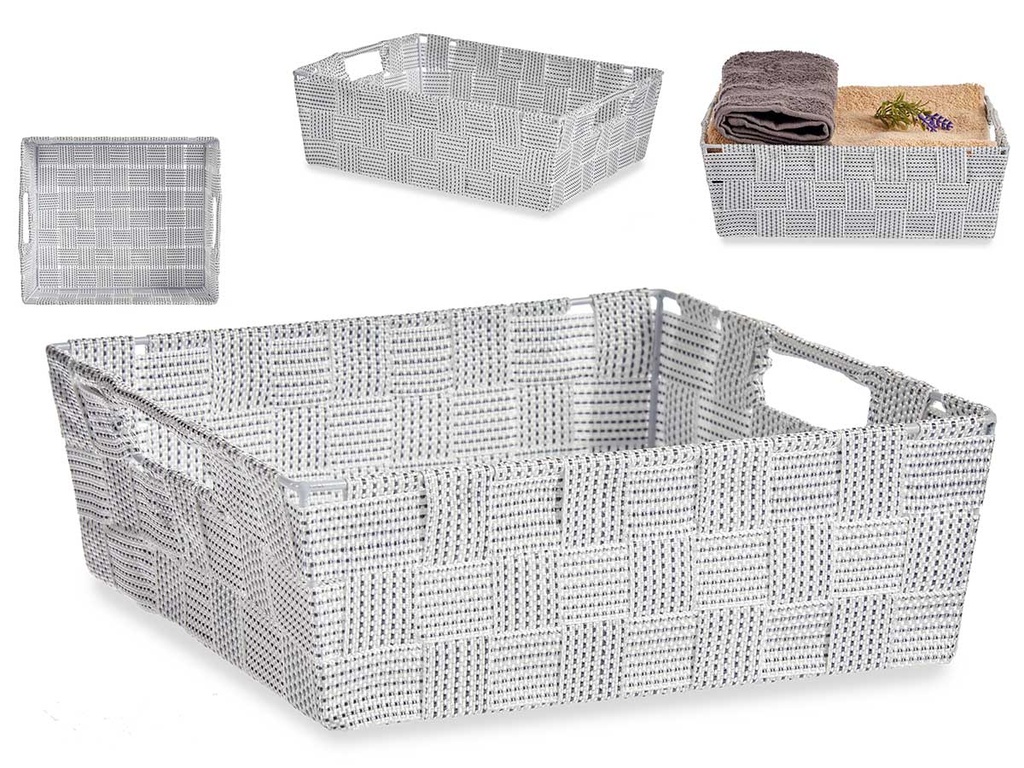 Cesta tela rect 23 cm blanco: organización elegante y funcional