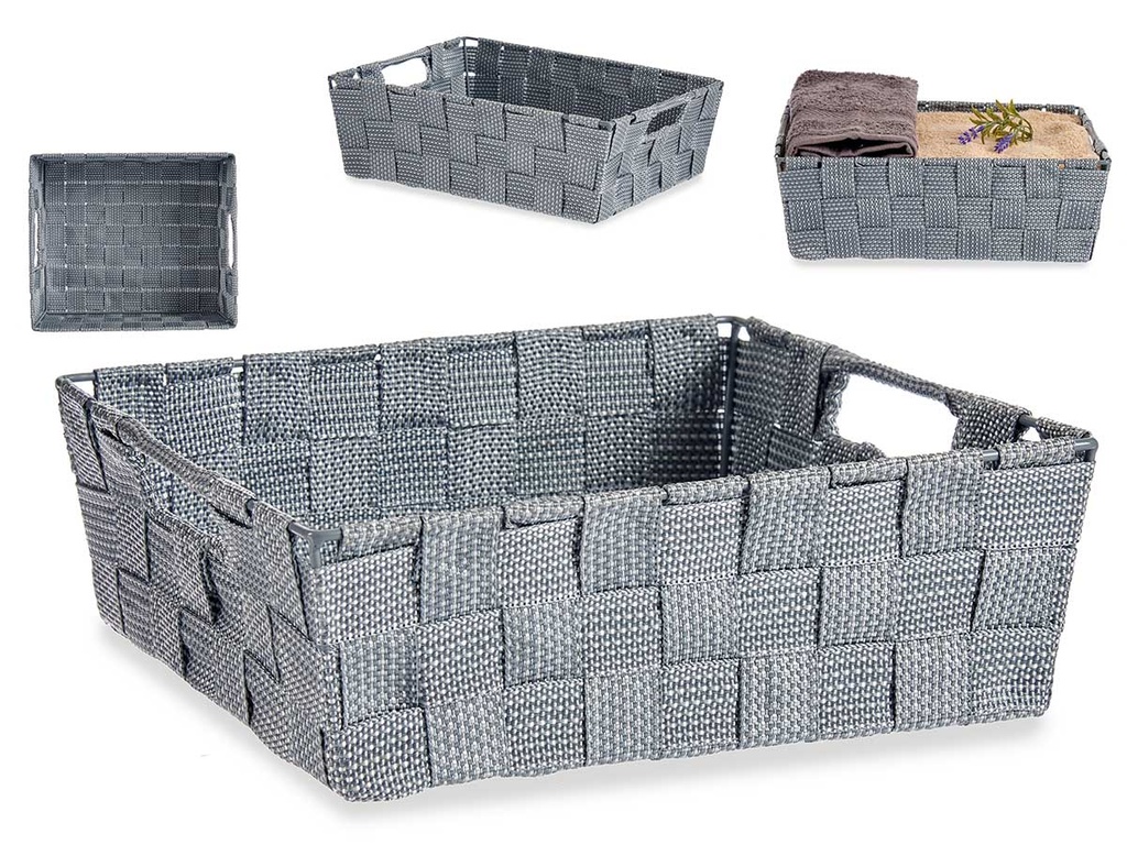 Cesta tela rect 23cm gris: Elegancia y versatilidad para tu hogar