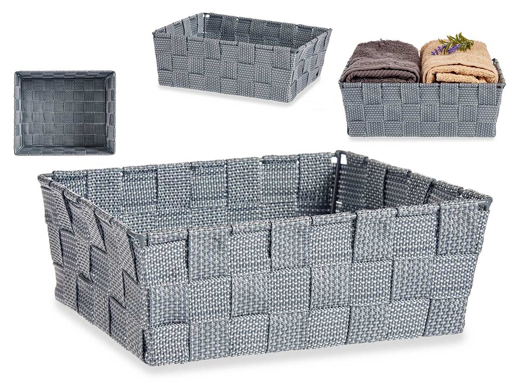 Cesta tela rect sin asas 24cm gris: organizador elegante y práctico