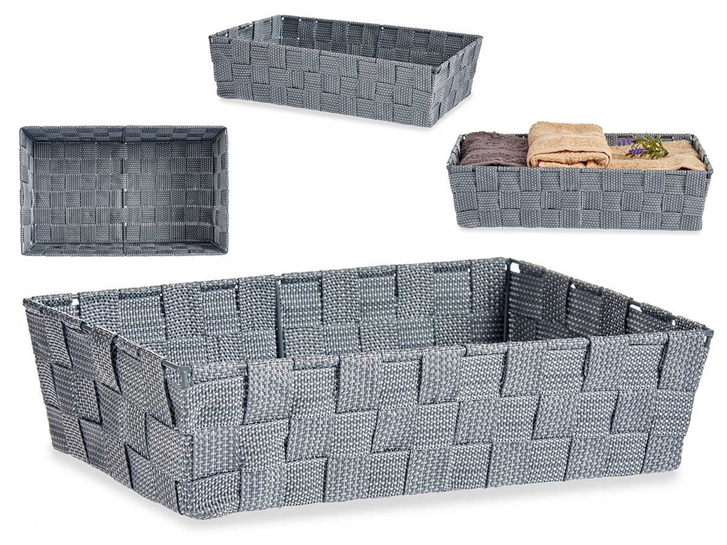Cesta tela rect sin asas gris: diseño funcional y elegante